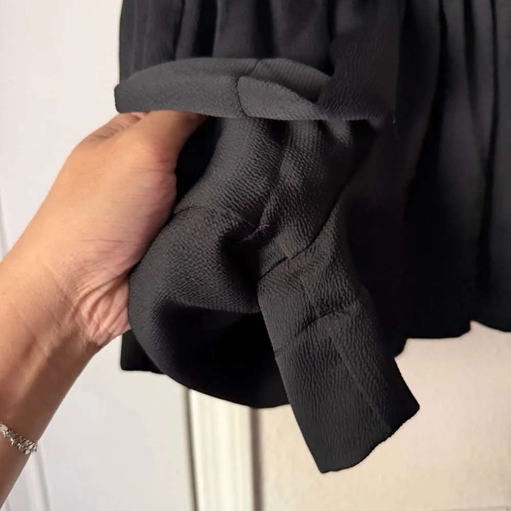 KOCH black smocked high waist pull‎ on shorts